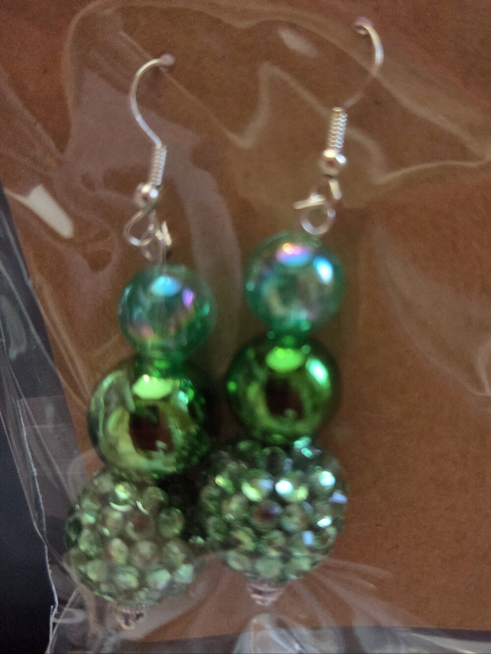 Green Beaded Drop Earrings